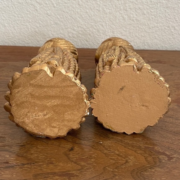 2 Taper Candle Holders Gold Rope and Tassel 8” - Picture 5 of 12